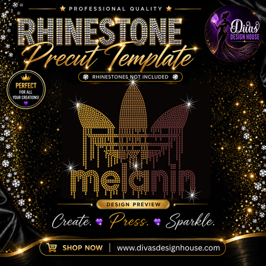 Melanin – Dripping Crown | Precut Rhinestone Template | SS10