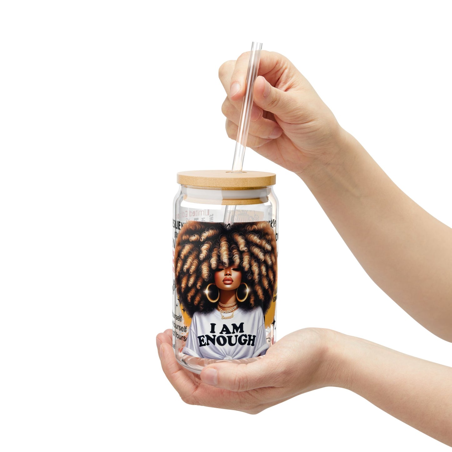Crowned Confidence Tumbler – 16oz Straw Cup with Empowering Black Queen Design