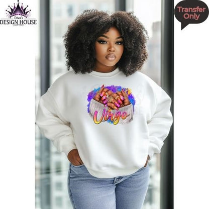 Virgo Zodiac Nails Ready to Press DTF Transfers