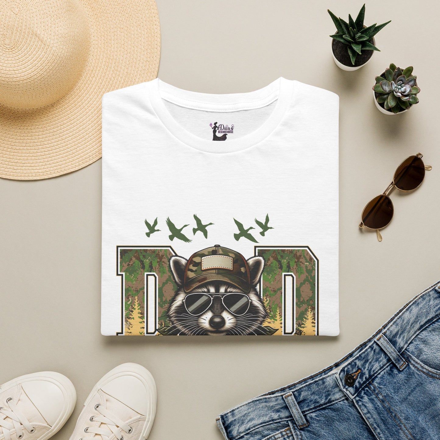 Dad Camouflage Raccoon T-Shirt — Hunting Dad Gift