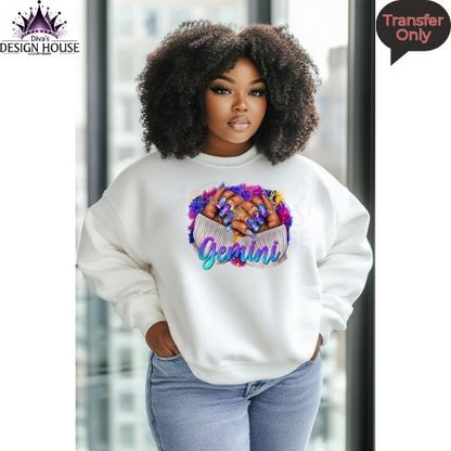 Gemini Zodiac Nails Ready to Press DTF Transfers