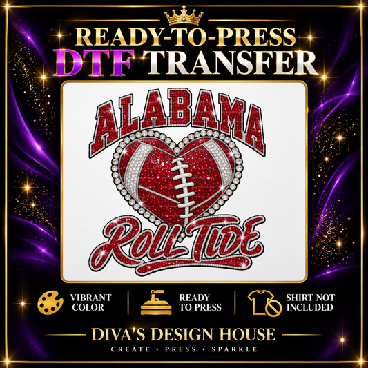 Alabama Roll Tide Game Day Heart | Ready-to-Press DTF Transfer