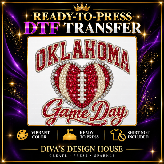 Oklahoma Game Day Heart | Ready-to-Press DTF Transfer