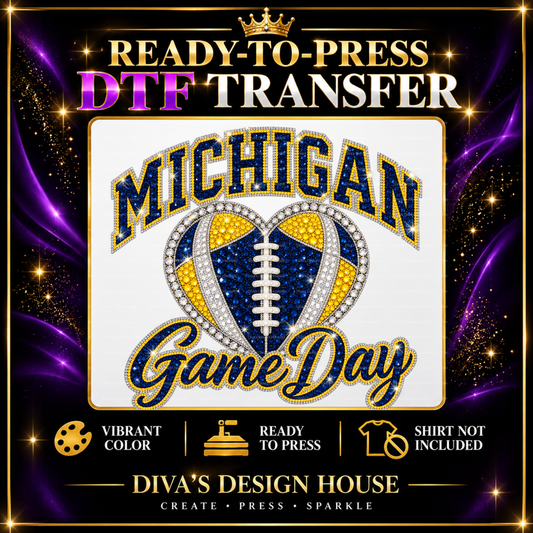 Michigan Game Day Heart | Ready-to-Press DTF Transfer