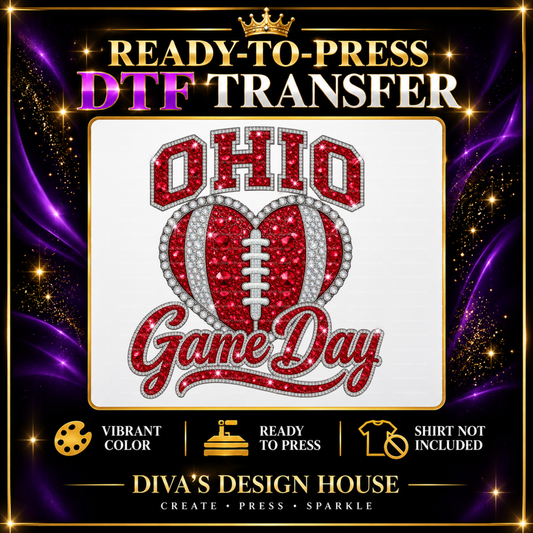 Ohio Game Day Heart | Ready-to-Press DTF Transfer