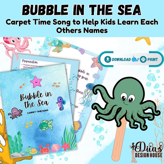 Bubbles In the Sea Teacher Bundle | PDF | Carpet Time Worksheets |Printable Carpet Time Worksheets |Classroom Resources| Preschool Bundle