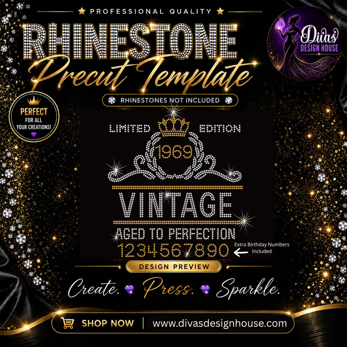 Limited Edition Birthday | Pre-Cut Rhinestone Template | SS10