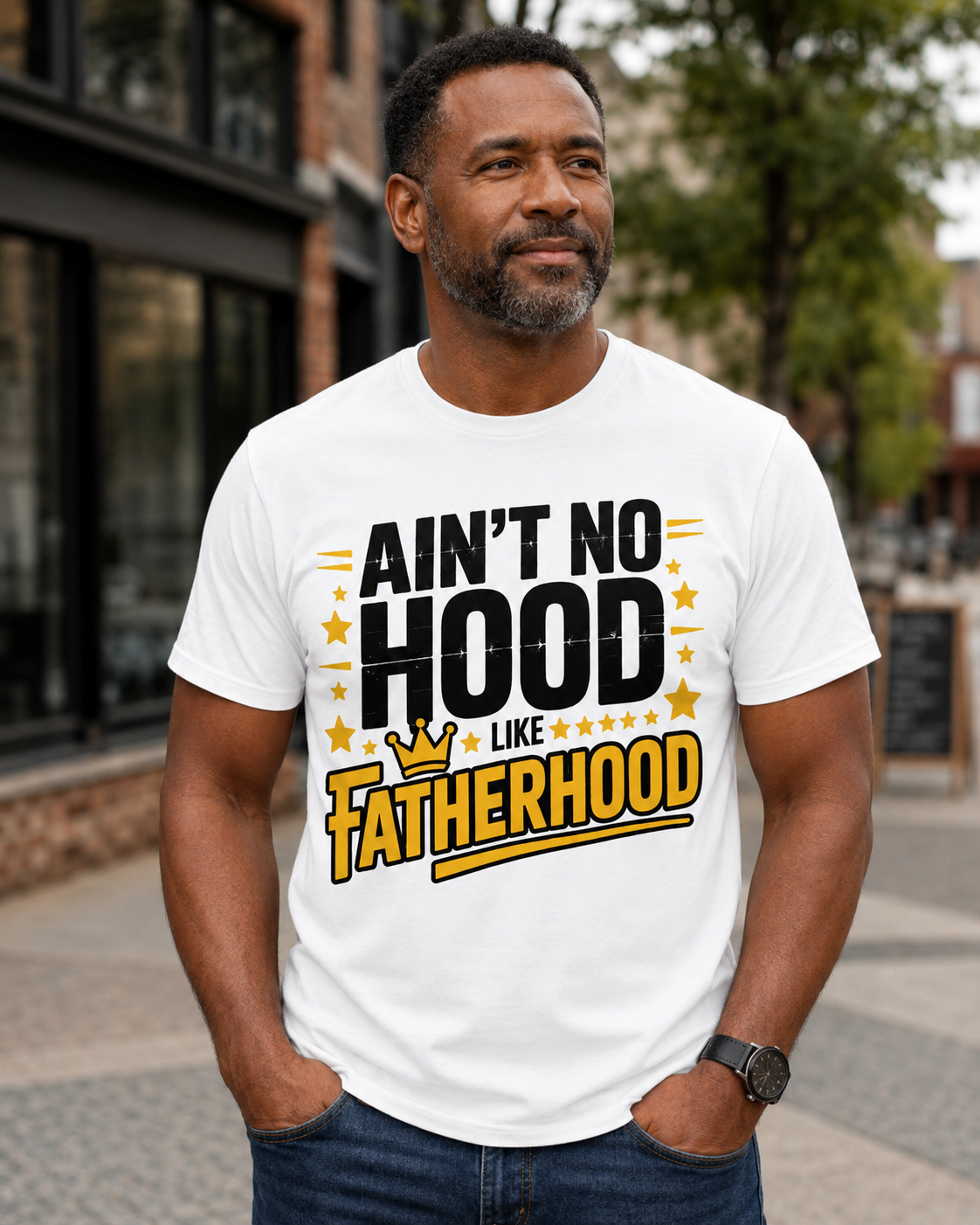 Fatherhood T-Shirt : "Ain't No Hood Like Fatherhood" Gift Tee