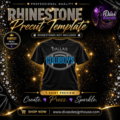 Dallas Cowboys Football | Precut Rhinestone Template | SS10