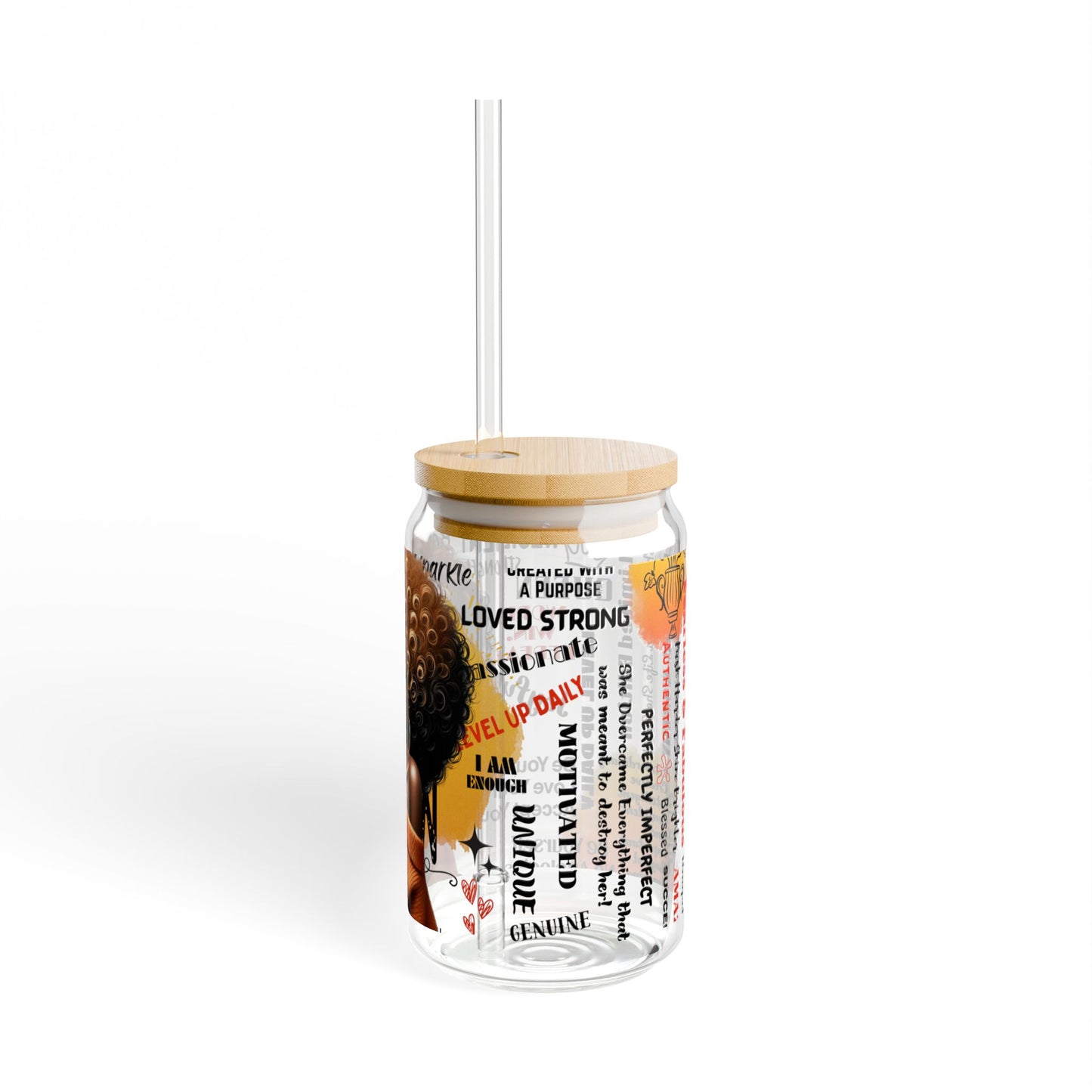 The Fearless & Fabulous Glass Can Tumbler – 16oz Straw Cup with Empowering Black Queen Design