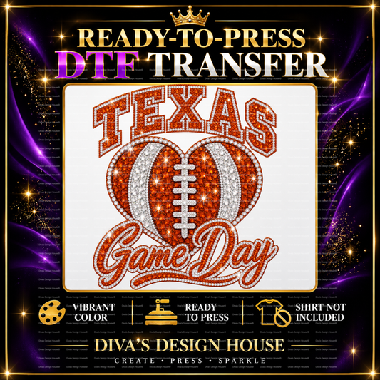 Texas Game Day Heart | Ready-to-Press DTF Transfer
