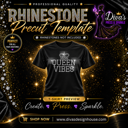 Queen Vibes Pre-Cut Rhinestone Template