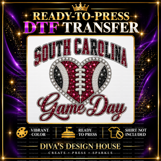 South Carolina Game Day Heart | Ready-to-Press DTF Transfer