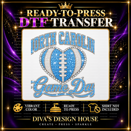 North Carolina Game Day Heart | Ready-to-Press DTF Transfer