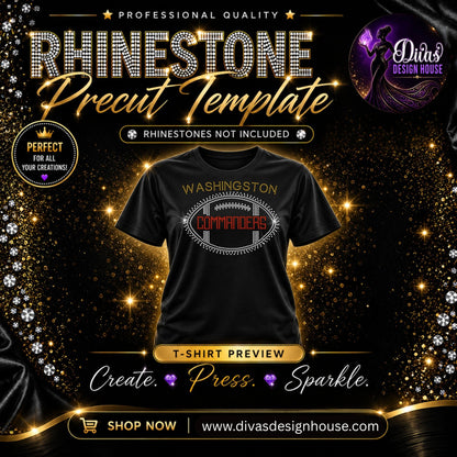 Washington Commanders Football | Precut Rhinestone Template | SS10