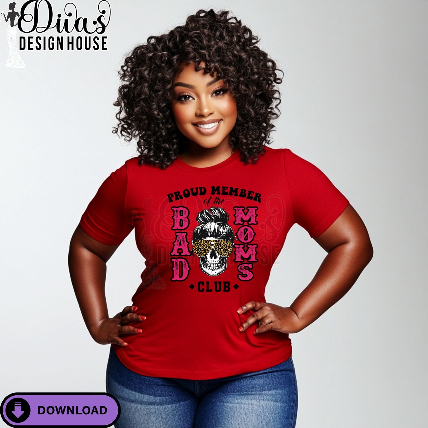 Proud Member of the Bad Moms Club PNG| Skull Mom Sublimation Design with Leopard Glasses – Instant Download| Funny Sublimation| Design for T-Shirts| Commercial Use Digital Download for Transfers & More (Copy)