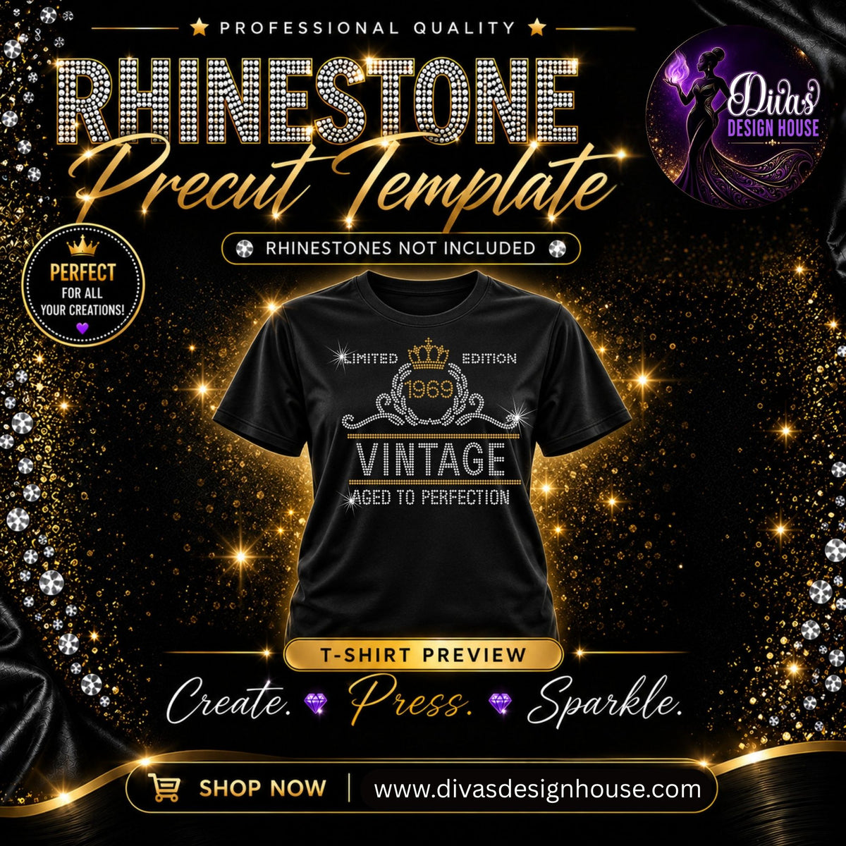 Limited Edition Birthday | Pre-Cut Rhinestone Template | SS10