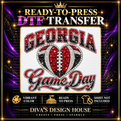 Georgia Game Day Heart | Ready-to-Press DTF Transfer