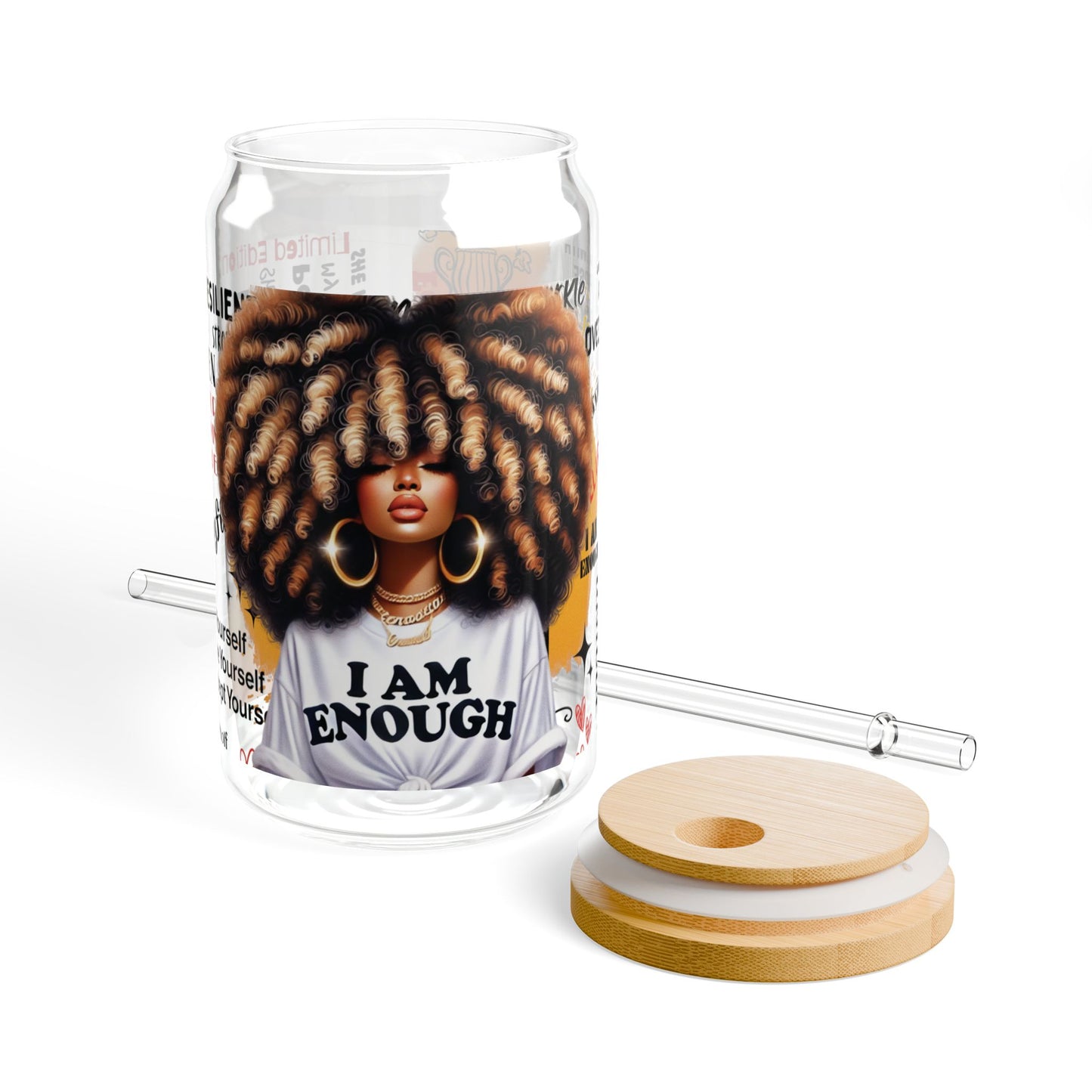 Crowned Confidence Tumbler – 16oz Straw Cup with Empowering Black Queen Design