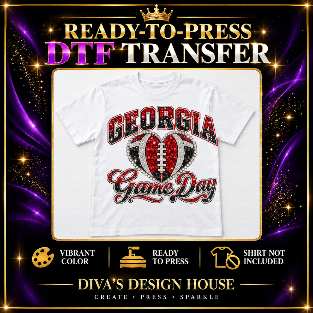 Georgia Game Day Heart | Ready-to-Press DTF Transfer