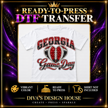Georgia Game Day Heart | Ready-to-Press DTF Transfer