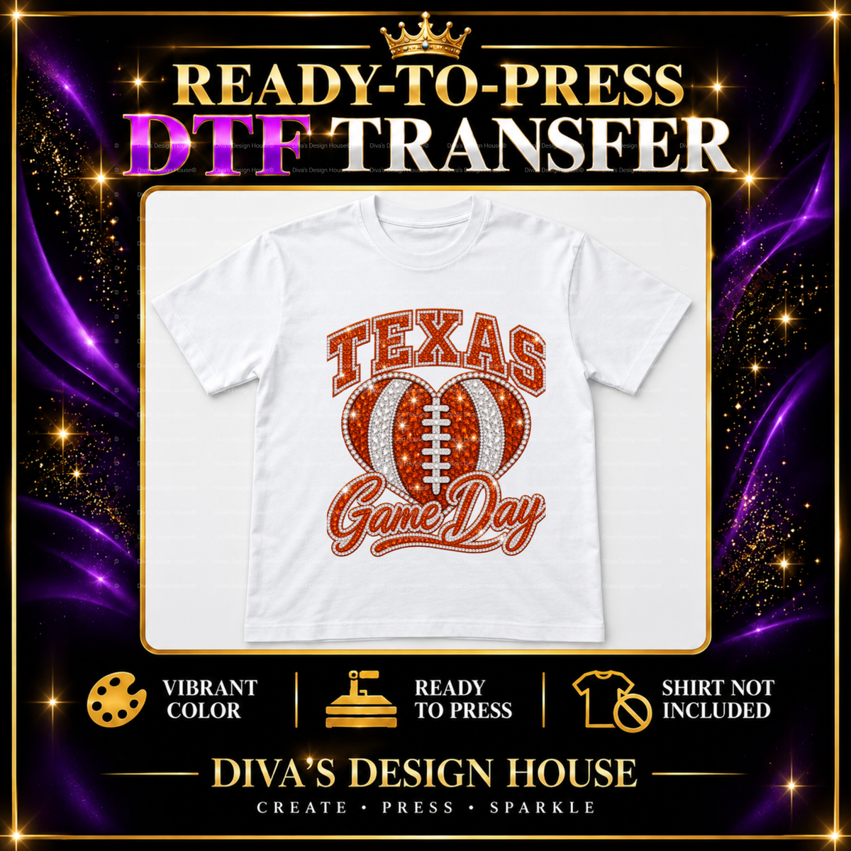 Texas Game Day Heart | Ready-to-Press DTF Transfer