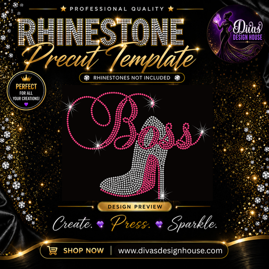 Boss Heel | Precut Rhinestone Template | SS10