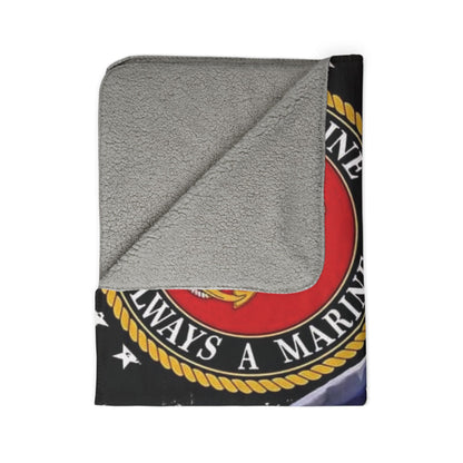 Once A Marine Always A Marine Fleece Sherpa Blanket – Patriotic USMC Throw