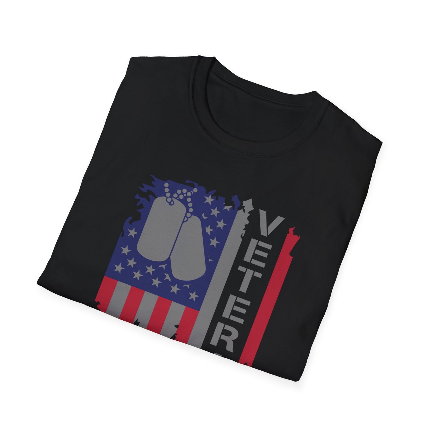 Navy Veteran T-Shirt - American Flag Dog Tags Design