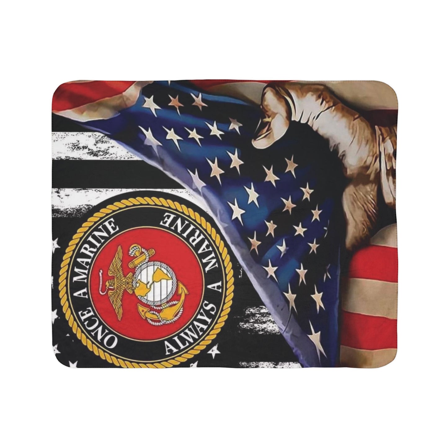 Once A Marine Always A Marine Fleece Sherpa Blanket – Patriotic USMC Throw