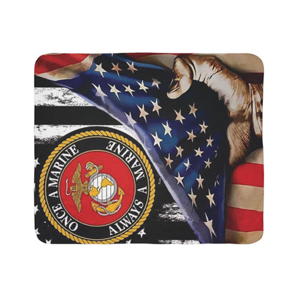 Once A Marine Always A Marine Fleece Sherpa Blanket – Patriotic USMC Throw