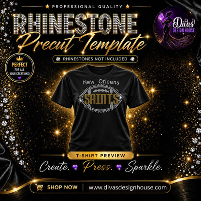 New Orleans Saints Football | Precut Rhinestone Template | SS10