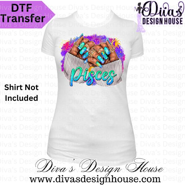 Pisces Zodiac Nails Ready to Press DTF Transfers