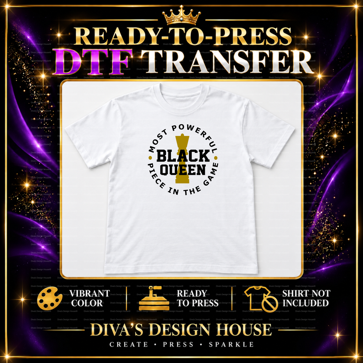 Black Queen – Ready-to-Press DTF Transfer
