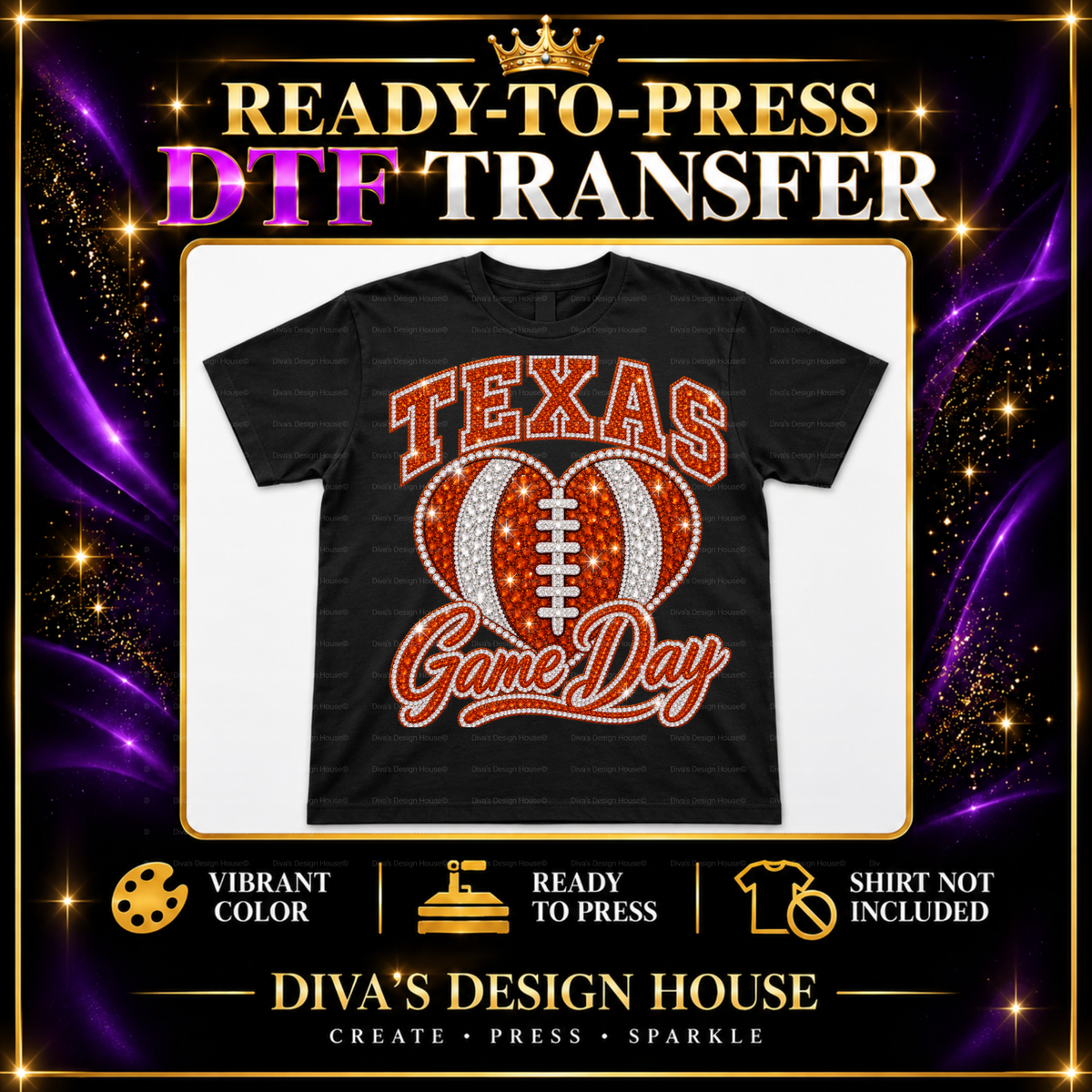 Texas Game Day Heart | Ready-to-Press DTF Transfer