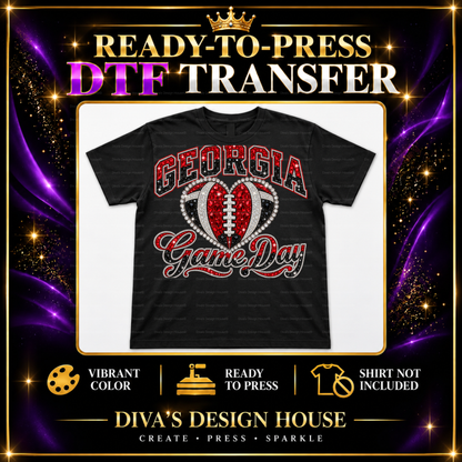 Georgia Game Day Heart | Ready-to-Press DTF Transfer