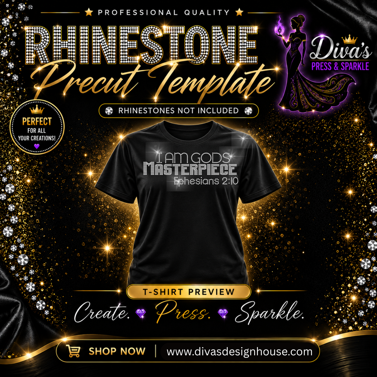 Gods Masterpiece Pre-Cut Rhinestone Template