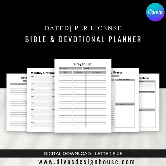DFY Bible & Devotional Planner | Includes a Small Business Commercial Use License| Canva Template| Done For Your Journal| Clipart| Limited Quality|
