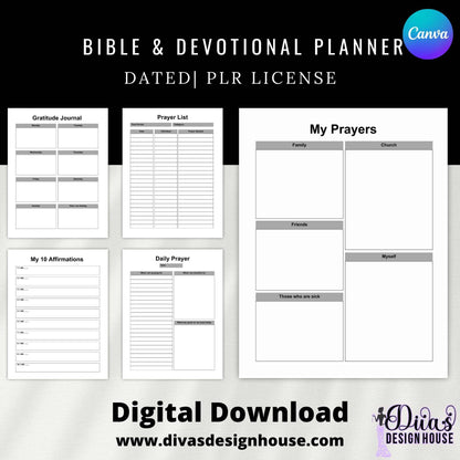 DFY Bible & Devotional Planner | Includes a Small Business Commercial Use License| Canva Template| Done For Your Journal| Clipart| Limited Quality|