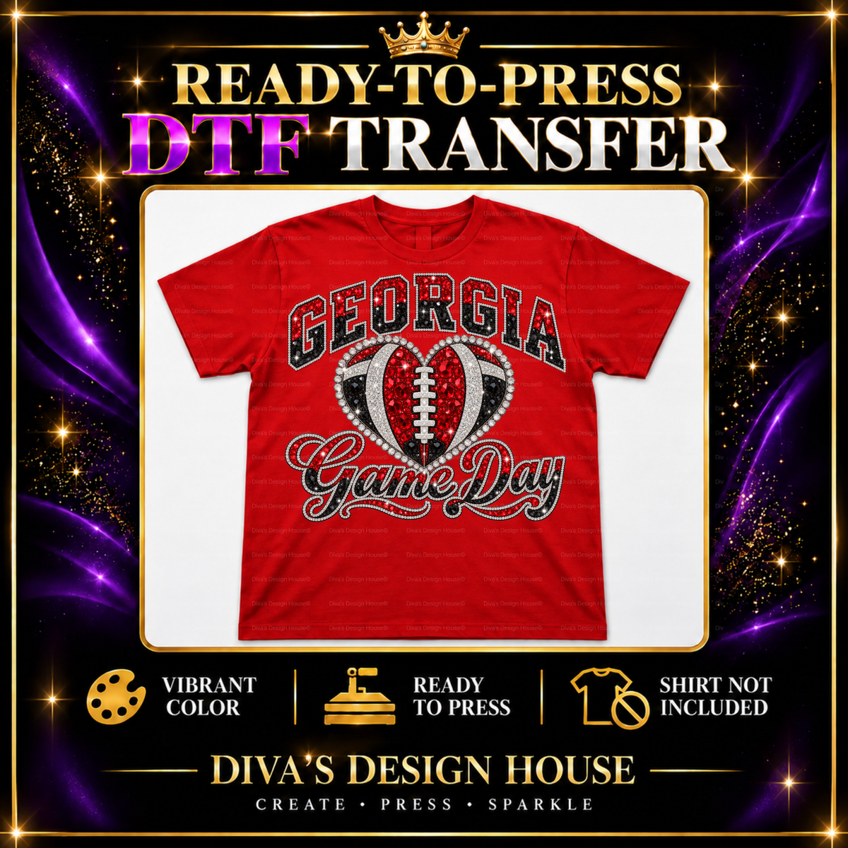 Georgia Game Day Heart | Ready-to-Press DTF Transfer