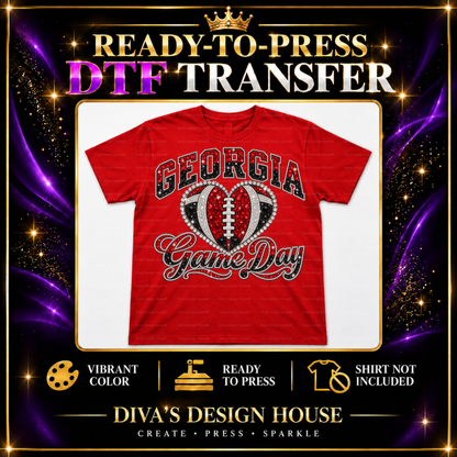 Georgia Game Day Heart | Ready-to-Press DTF Transfer