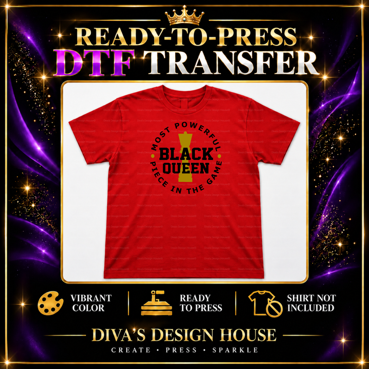 Black Queen – Ready-to-Press DTF Transfer