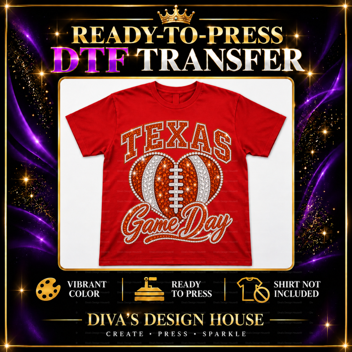 Texas Game Day Heart | Ready-to-Press DTF Transfer