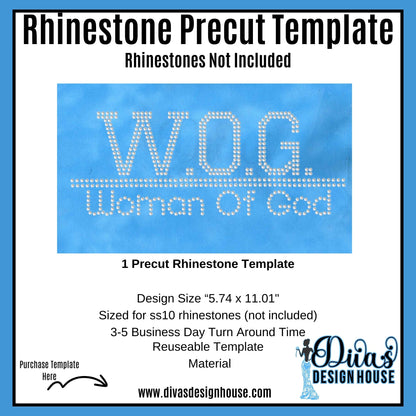 WOG (Woman of God) Pre-Cut Rhinestone Template