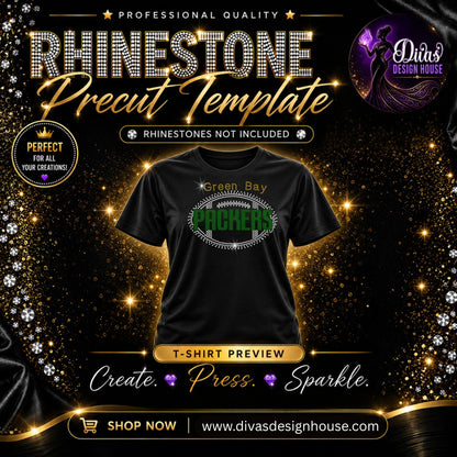 Green Bay Packers Football | Precut Rhinestone Template | SS10