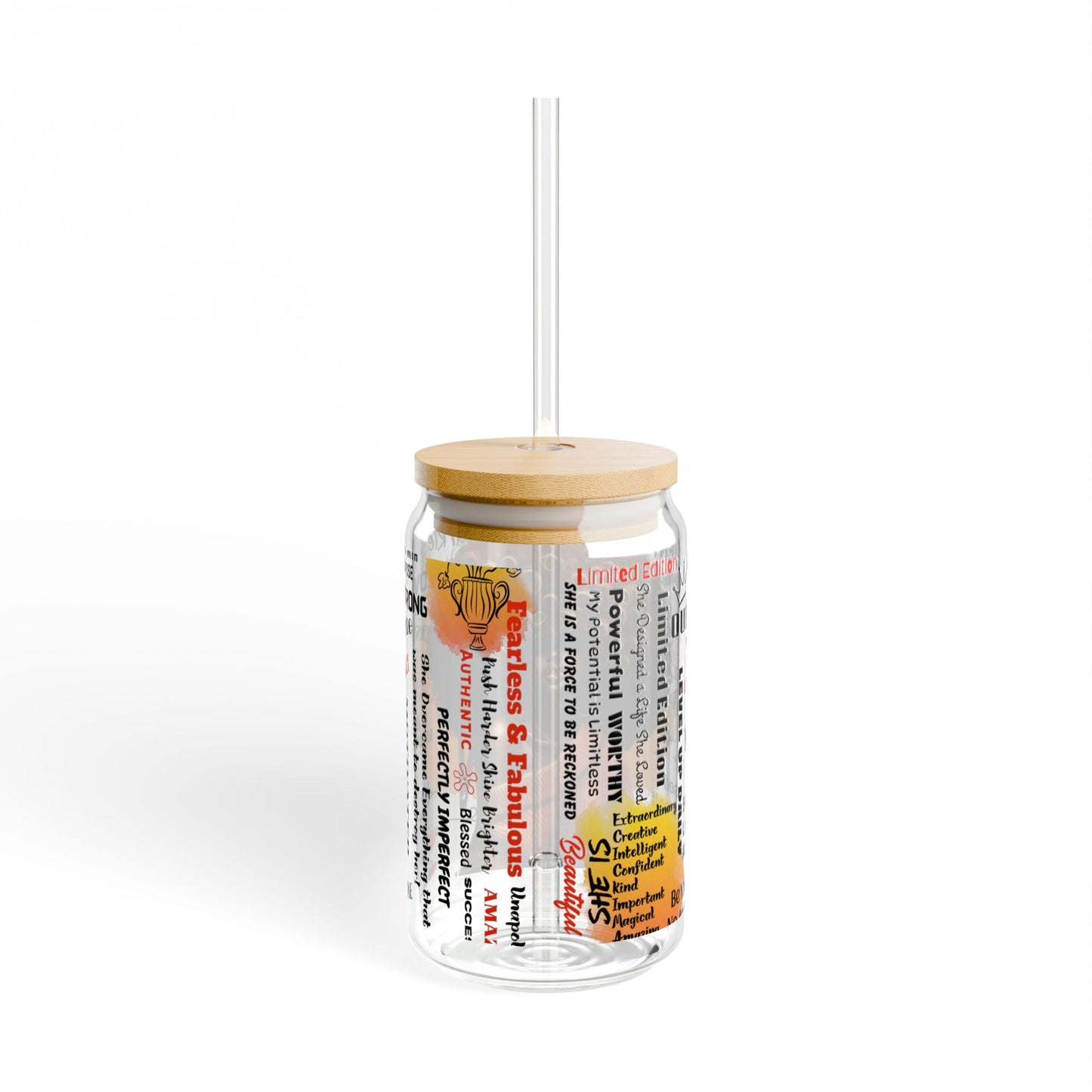 The Fearless & Fabulous Glass Can Tumbler – 16oz Straw Cup with Empowering Black Queen Design