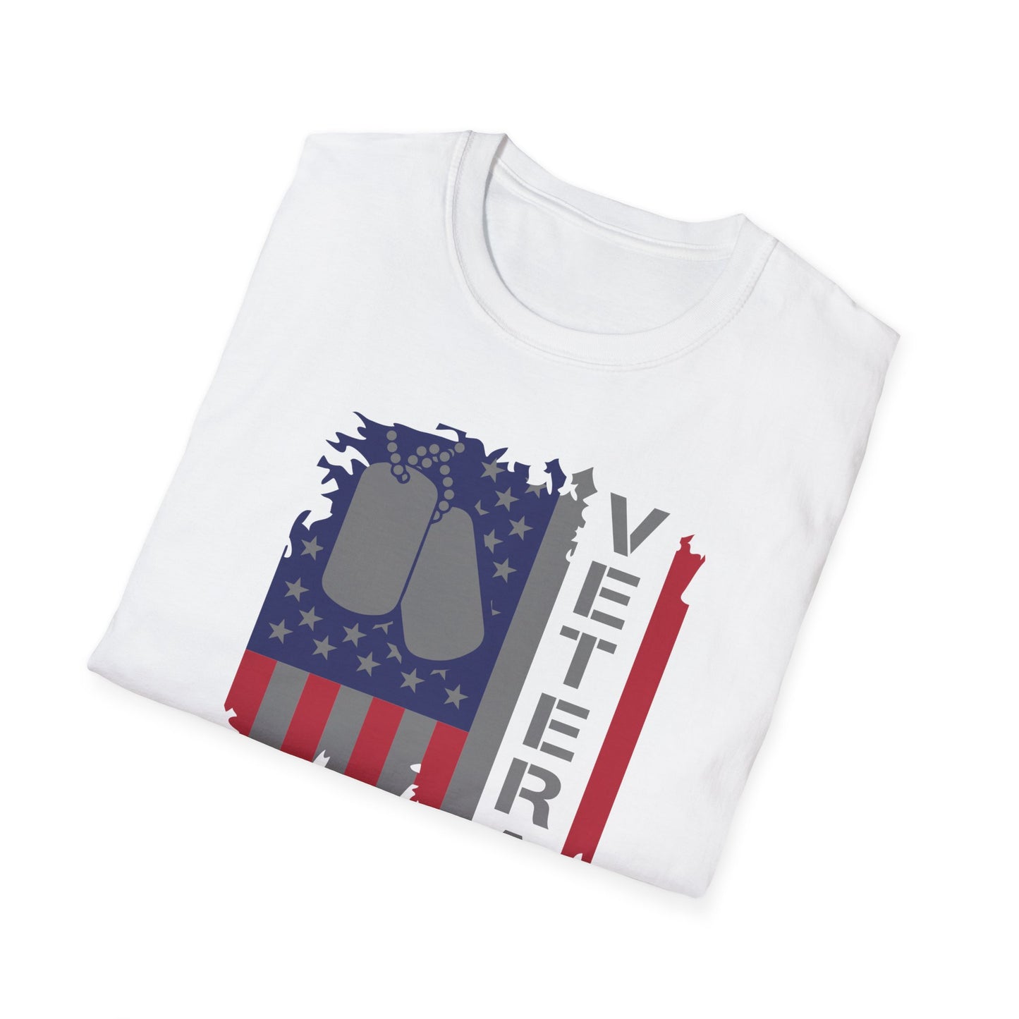 Navy Veteran T-Shirt - American Flag Dog Tags Design