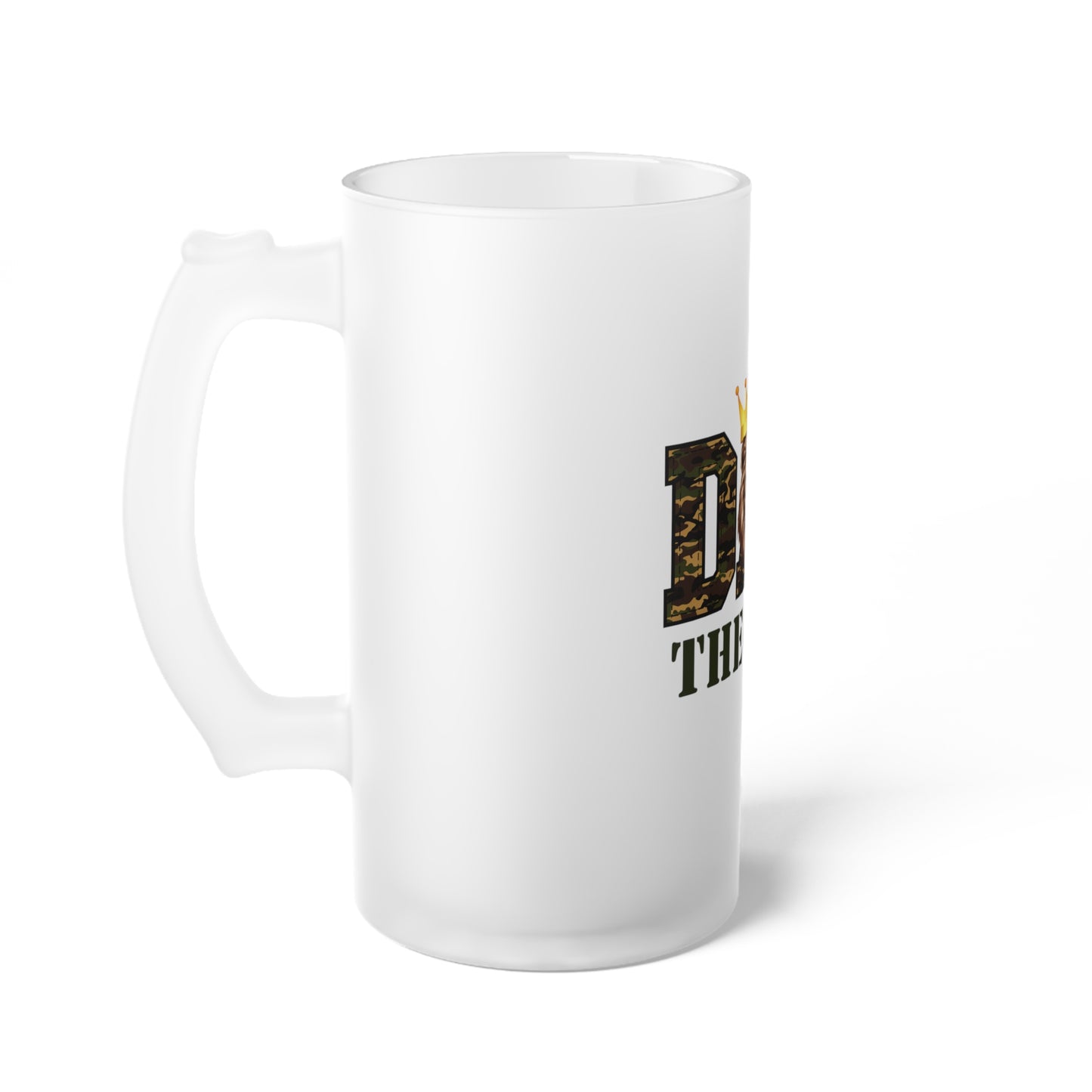 Frosted Beer Mug — "Dad The King" Lion Crown Father's Day Gift