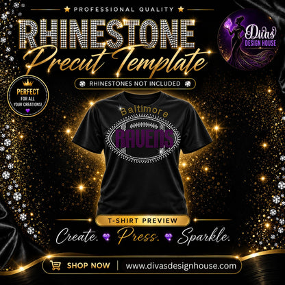 Baltimore Ravens Football | Precut Rhinestone Template | SS10