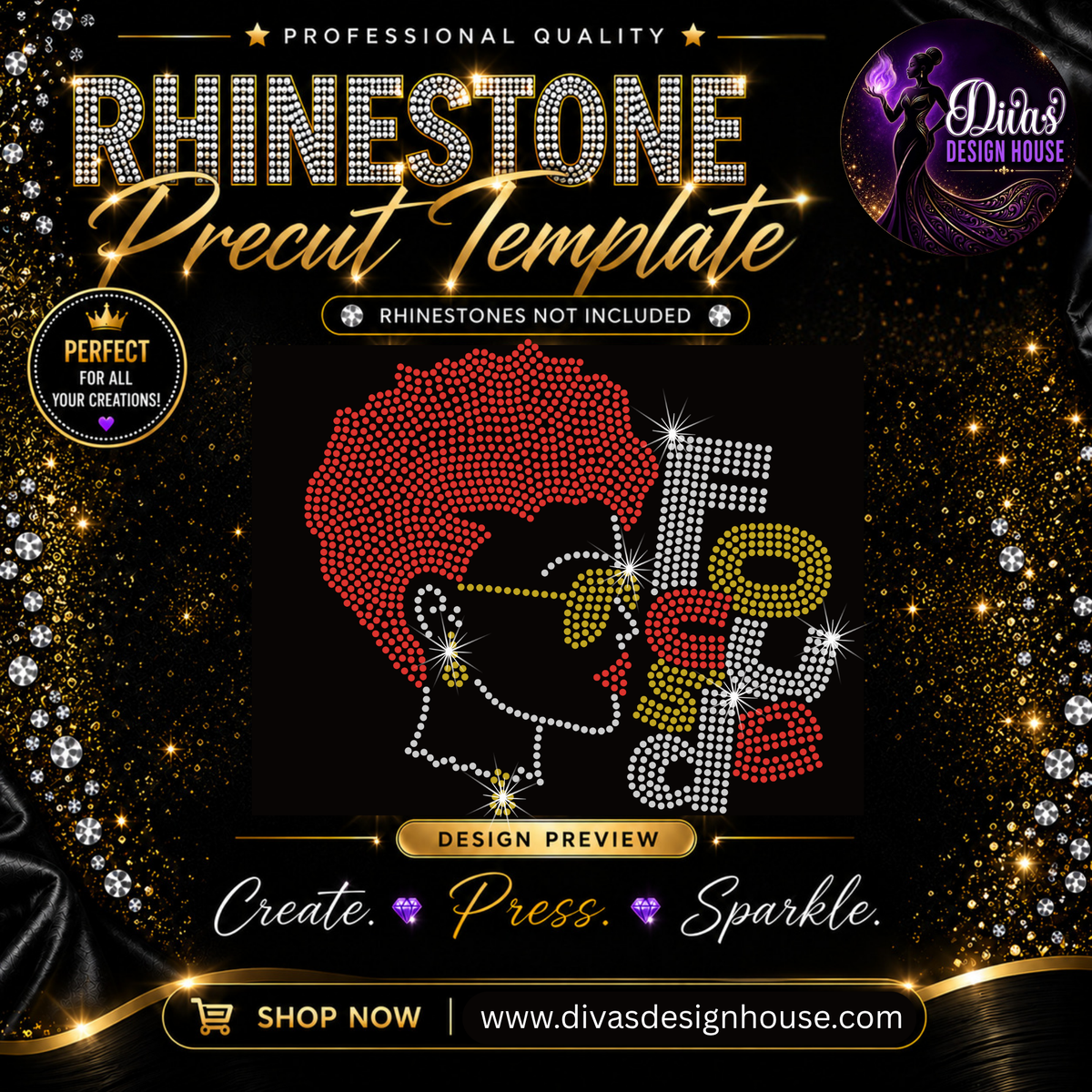 Focused | Precut Rhinestone Template | SS10